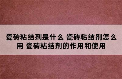 瓷砖粘结剂是什么 瓷砖粘结剂怎么用 瓷砖粘结剂的作用和使用